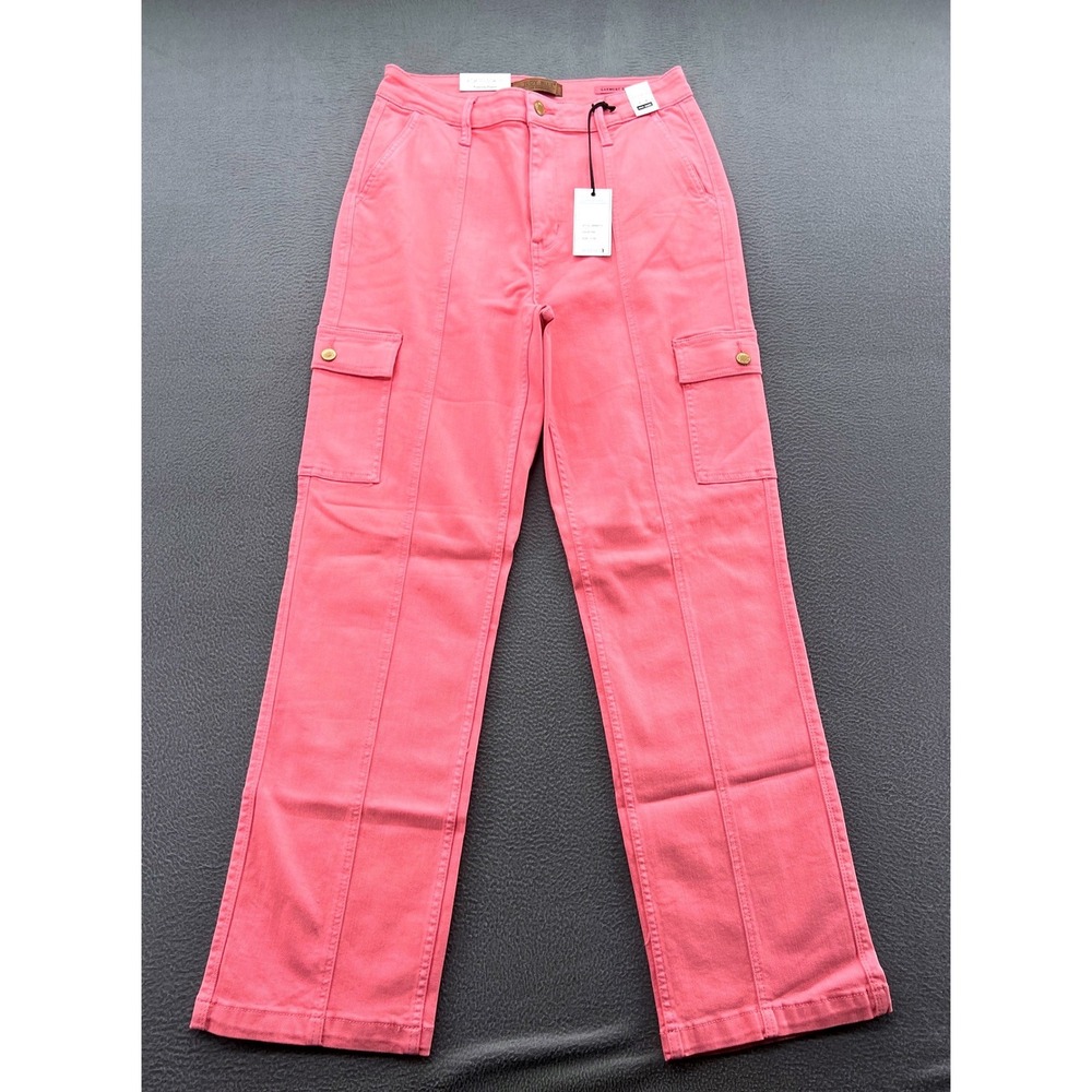 Judy Blue Cargo Pants 11/30 Pink High Waist Garment Dyed Straight Leg NWT